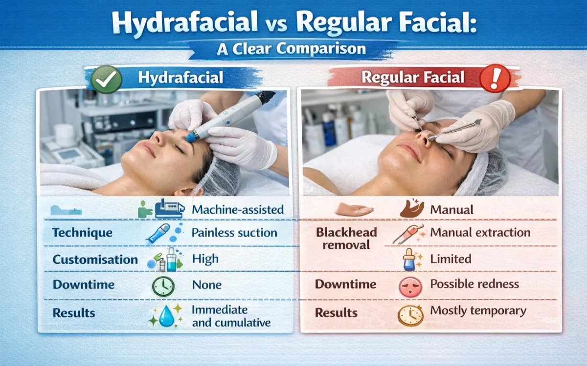 Hydrafacial vs regular facial: a clear comparison